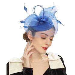 Haloppe Braut Kopfschmuck Bowknot Hut Frauen Kopfschmuck Haar Dekor Anmut Mode Dekorative Königsblau von Haloppe