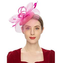 Haloppe Brautkopfschmuck Schleife Hut Frauen Kopfschmuck Haarschmuck Grace Mode Dekorative Rose Rot von Haloppe
