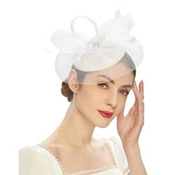 Haloppe Brautschmuck mit Schleife, Hut für Frauen, Kopfschmuck, Haardekoration, Anmut, Mode, dekorativ, Weiß von Haloppe