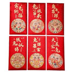 Haloppe Lucky Money Bags Chinese Style Gift Giving Fine Texture 2023 Chinese Spring Festival Hongbao Money Bags Compatible with Kids, rot, L von Haloppe