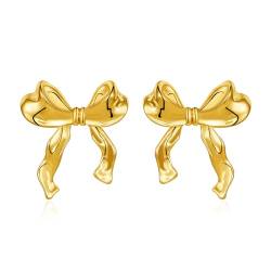 Halora Bow Earrings Gold for Women, Ohrringe MäDchen Goldene Ohrringe Damen Damenohrringe (Bow-Gold) von Halora