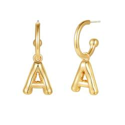 Halora Initial A Hoop Earrings for Women, Bubble Buchstaben Tropfen Ohrringe, Balloon Goldene Ohrringe Hängend Damen Jewellery von Halora