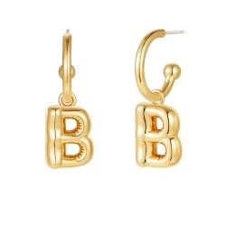 Halora Initial B Hoop Earrings for Women, Bubble Buchstaben Tropfen Ohrringe, Balloon Goldene Ohrringe Hängend Damen Jewellery von Halora