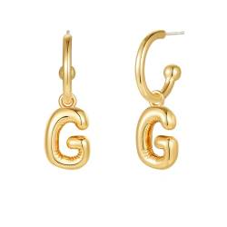 Halora Initial G Hoop Earrings for Women, Bubble Buchstaben Tropfen Ohrringe, Balloon Goldene Ohrringe Hängend Damen Jewellery von Halora