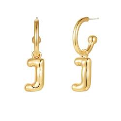 Halora Initial J Hoop Earrings for Women, Bubble Buchstaben Tropfen Ohrringe, Balloon Goldene Ohrringe Hängend Damen Jewellery von Halora