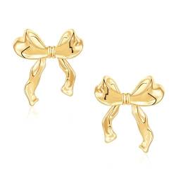 Halora Schleifen Ohrringe Bow Earrings for Women Girls, Gold Dangling Bow Ribbon Earings Jewelry (bow gold) von Halora