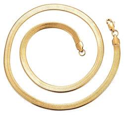 Halukakah Schlangenkette für Frauen 18k Echt Vergoldet Titanium Stahl Karabiner-Verschluss 5mm breit 50cm mit Geschenkbox von Halukakah