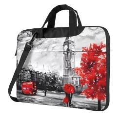 Halvah Laptoptasche mit Schulterriemen, Motiv: Londoner Straße, Rot, für Damen und Herren, Schwarz , 14 inch von Halvah
