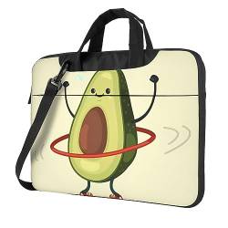 Halvah Laptoptasche mit niedlichem Avocado-Druck, Laptoptasche mit Schultergurt, Computeraktentasche, Abdeckung für Damen und Herren, Schwarz , 15.6 inch von Halvah