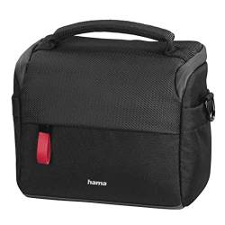 Hama Kameratasche "Matera" 110 (kompakte Fototasche für Gürtelschlaufe, Kameratasche für Digitalkamera und Zubehör, Umhängetasche mit Schultergurt und Zubehörfächern, recyceltes PET) schwarz von Hama