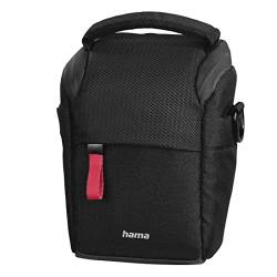 Hama Kameratasche "Matera" 90 (kompakte Fototasche für Gürtelschlaufe, Kameratasche für Digitalkamera und Zubehör, Umhängetasche mit Schultergurt und Zubehörfächern, recyceltes PET) schwarz von Hama
