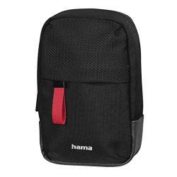 Hama Kameratasche "Matera" 90M (kleine Fototasche mit Nackengurt und Gürtelschlaufe, Kameratasche für kleine Digitalkameras, Umhängetasche, mit Tragegurt und Zubehörfächern, recyceltes PET) schwarz von Hama