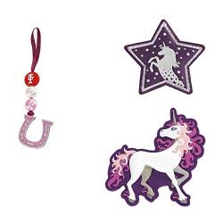 Step by Step Magic Mags „Unicorn Nuala“, 3-teilig, 2 Magnet-Applikationen und 1 Anhänger, als Ergänzung für den Schulranzen oder Vorschulrucksack, für Mädchen von Hama