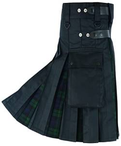 Hamilton Kilts Hybride Blackwatch Schottisches Kilt-Kleid aus traditioneller Highland-Baumwolle mit Schottenkaro - Blackwatch, W50 von Hamilton Kilts