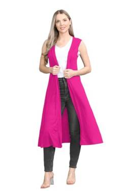 Damen Maxi-Strickjacke, ärmellos, offener Kragen, lang Gr. S-M, kirschrot von Hamishkane