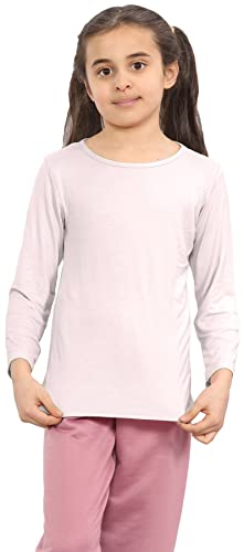 Hamishkane® T-Shirt mit Rundhalsausschnitt, langärmelig, schwarz, grün, Mädchen, einfarbig, weiß, Stretch-T-Shirt, Top, Kinder, Rundhalsausschnitt, langärmelig, Schulkleid, T-Shirt, nude, 9-10 Jahre von Hamishkane