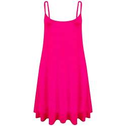 Hamishkane Damen Ärmelloses, einfarbiges ausgestelltes Camisole Langes Cami Swing Kleid Sommer Weste Top, neon pink, 38-40 von Hamishkane