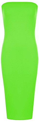 Hamishkane Damen Bandeau-Kleid, trägerlos, Stretch, lang, figurbetont, Midi-Kleid, neon green, 40 DE/42 DE von Hamishkane