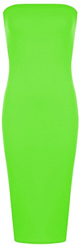 Hamishkane Damen Bandeau-Kleid, trägerlos, Stretch, lang, figurbetont, Midi-Kleid, neon green, M von Hamishkane