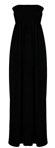 Hamishkane Damen Bandeau-Top, trägerlos, trägerlos, für den Sommer, Maxi-Kleid Gr. 38-40, Schwarz von Hamishkane