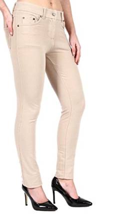 Hamishkane Damen-Jeggings, schmale Passform, dehnbar, Reißverschluss, Jeans-Hose, beige, 38 von Hamishkane