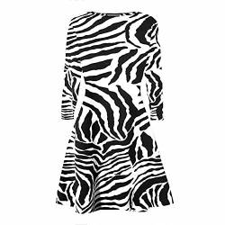Hamishkane Damen Langärmliges Kleid mit Zebramuster und ausgestelltem Skater-Swing-Kleid, lockeres Partykleid Gr. 38-40, zebra von Hamishkane
