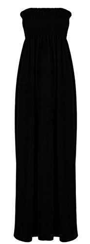 Hamishkane Damen Maxi-Kleid, einfarbig, trägerlos, durchsichtig, lang, Schwarz , 46-48 von Hamishkane