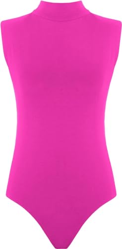 Hamishkane Damen Polobody mit hohem Halsausschnitt, einfarbig, ärmellos, dehnbar, Party-T-Shirt, neon pink, 20-22 von Hamishkane