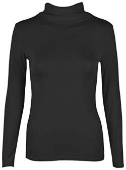 Hamishkane Damen Rollkragenpullover, langärmelig, einfarbig, Rollkragen, Stretch, T-Shirt Gr. XX-Large, Schwarz von Hamishkane