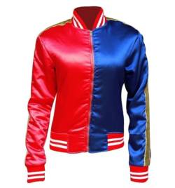 Hamishkane Damen rot-blaue Property Of Joker Cosplay Kostüm Halloween Jacke Verkleidung, Rot und Blau - Jacke, Medium von Hamishkane