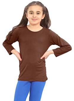 Hamishkane Einfarbiges T-Shirt für Mädchen, langärmelig, Jungen, Rundhalsausschnitt, Basic-Stretch-T-Shirt, Schul-T-Shirt, braun, 4-5 Jahre von Hamishkane