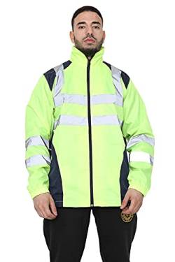 Hamishkane Herren Regenjacke mit reflektierendem Band und hoher Sichtbarkeit, Arbeitskleidung, Sicherheits-Regenjacke, Neongelb/Marineblau, L von Hamishkane