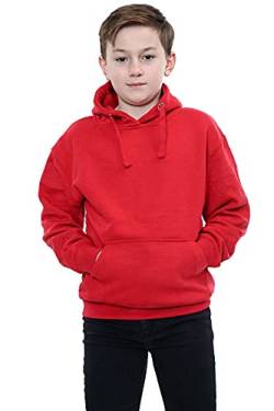 Hamishkane Mädchen Jungen Fleece Pullover Hoodie Kinder Einfarbig Kapuzen-Sweatshirt Unisex Kapuzenpullover Pullover Top, rot, 146 von Hamishkane