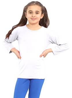 Hamishkane Mädchen Jungen Kinder Einfarbig Basic Langarm Rundhals T-Shirt Stretch Schule Tee Top, cremefarben, 4-5 Jahre von Hamishkane