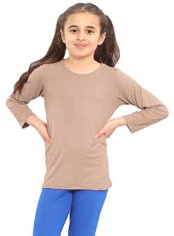 Hamishkane Einfarbiges T-Shirt für Mädchen, langärmelig, Jungen, Rundhalsausschnitt, Basic-Stretch-T-Shirt, Schul-T-Shirt, mokka, 4-5 Jahre von Hamishkane