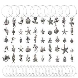 Hamnor 50 PCS bunte Alu Weinglas Charms mit 50 hängenden Ringen und 1 Aufbewahrungsbox Party Weindekoration Weinmarker von Hamnor