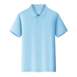 Hamthuit Herren Klassisches Poloshirt Kurzarm Shirts Leicht Casual Tops Sommer Herren Schnell Trocknendes T-Shirt, hellblau, 58 von Hamthuit