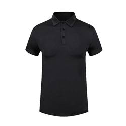 Herren Casual Training Polo Shirt Quick Dry Running Shirt Herren T-Shirt Gym Top Herren Gym Polo Shirt, Schwarz , S von Hamthuit