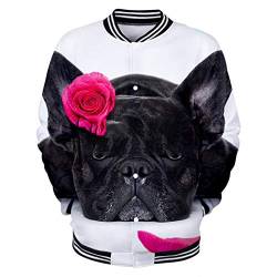Französische Bulldogge 3D Harajuku Hoodies Sweatshirts Frauen Männer Winter Casual Baseball Jacke 3D5 XL von HanPaint