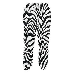 Freizeithose Männer Loose Leopard 3D Hose Bedruckte Zebrastreifen Hip Hop Unisex Winterhose Zebra Stripes 4XL von HanPaint