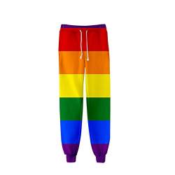 Mode Hip Hop Männer Frauen 3D Jogger Hose Regenbogen Flagge Casual Loose Hosen Jogginghose 6 L von HanPaint