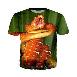 Schlange T-Shirt Sommer Männer Frauen Sweatshirt 3D-Druck Tier Python Kurzarm Streetwear Pullover 2 Asia XXL von HanPaint