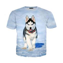 Siberian Husky T-Shirt Männer Frauen Tier Sweatshirt 3D-Druck Kurzarm O-Ausschnitt Hip Hop Streetwear Tops Pullover 9 Asia XL von HanPaint