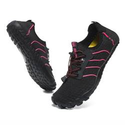 Badeschuhe Wasserschuhe Herren Damen Strandschuhe Barfußschuhe Sommer Schwimmschuhe Aquaschuhe Schnell Trocknen Surfschuhe Schwarzrosa EU37 von Hanani