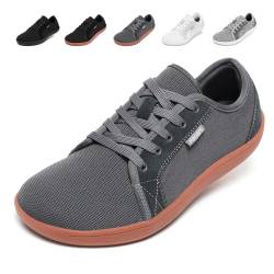 Barfußschuhe Herren Damen Barfussschuhe Weit Zehenschuhe Zero-Drop Sohle Minimalistische Traillaufschuhe Walkingschuhe Fitnessschuhe Laufschuhe Breiter Casual Sneaker Unisex Dunkelgrau EU42 von Hanani