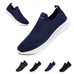 Slip On Sneakers Herren Damen Nurse Schuhe Walkingschuhe Outdoor Turnschuhe Sportschuhe Gym Bequem Leichte Schuhe Atmungsaktiv Freizeitschuhe Fitness Sporthalle Memory Foam Dunkelblau EU37 von Hanani