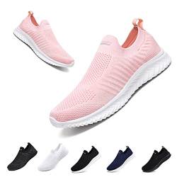 Slip On Sneakers Herren Damen Nurse Schuhe Walkingschuhe Outdoor Turnschuhe Sportschuhe Gym Bequem Leichte Schuhe Atmungsaktiv Freizeitschuhe Memory Foam Fitness Sporthalle Rosa EU38 von Hanani