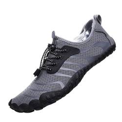 Wasserschuhe Badeschuhe Damen Herren Strandschuhe Schnell Trocknend Drainagelöcher Strand Schwimmschuhe Meeresschuh Surfschuhe Poolschuhe Unisex Barfußschuhe für Kajakfahren Fitnessstudio Grau EU36 von Hanani