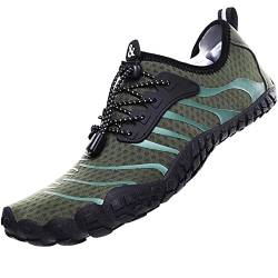 Wasserschuhe Badeschuhe Damen Herren Strandschuhe Schnell Trocknend Drainagelöcher Strand Schwimmschuhe Meeresschuh Surfschuhe Poolschuhe Unisex Barfußschuhe für Kajakfahren Fitnessstudio Grün EU41 von Hanani