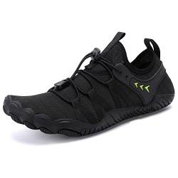 Wasserschuhe Badeschuhe Damen Herren Strandschuhe Schnell Trocknend Drainagelöcher Strand Schwimmschuhe Meeresschuh Surfschuhe Poolschuhe Unisex Barfußschuhe für Kajakfahren Fitnessstudio Schwarz EU45 von Hanani